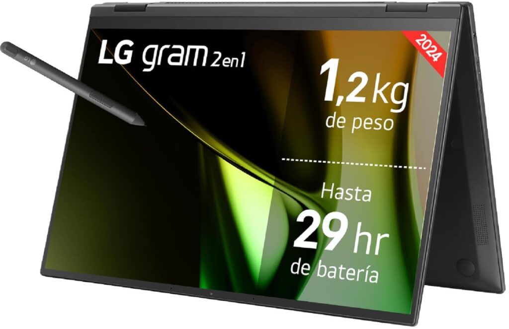 Portátil convertible de 14 pulgadas muy ligero, menos de 1,2 kg, con procesador Intel Core Ultra 7 y 16 GB de RAM LG Gram 14T90S
